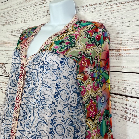 Johnny Was Multicolor Floral Button Long Sleeve Dress - Picture 3 of 14